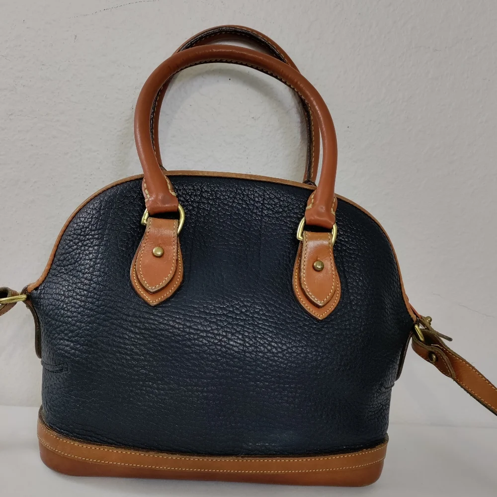 Dooney & Bourke Vintage Norfolk AWL Navy Blue Dome Satchel - Picture 3 of 13